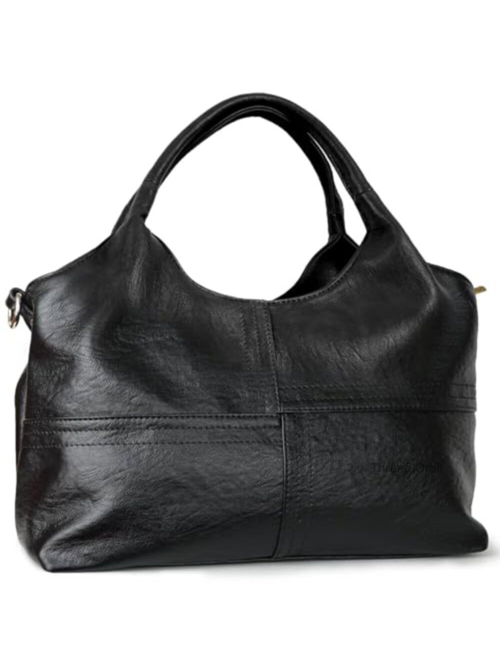 Vegan Leather Tote Hobo Bag with Detachable Satchel Strap, Two-Handle Handbag